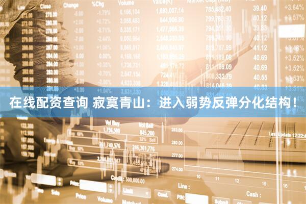在线配资查询 寂寞青山：进入弱势反弹分化结构！